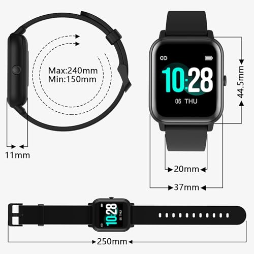 Blackview Smartwatch R30 Herren Damen Fitnessuhr, 1,85'' Smart Watch, Armbanduhr mit Pulsmesser Schlafmonitor Musiksteuerung SpO2, Schrittzähler Uhr Sportuhr, Aktivitätstracker für Android iOS,Schwarz – Bild 8