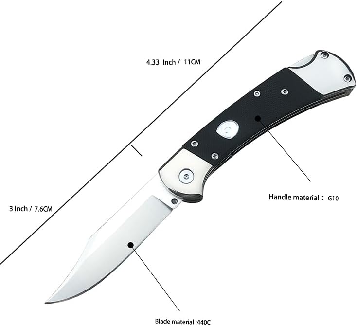 Miniatura 2 de Hoja de punta de clip 440C de 3 pulgadas, mango negro G10, apertura de carpeta, herramienta EDC para camping, cuchillo de bolsillo plegable para