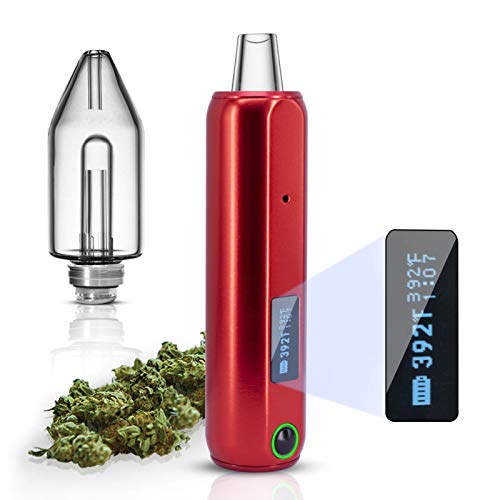 Vaporizador de hierba seca con vaporizador, bater�a de 2500 mAh con filtro de bombilla y c�mara de cer�mica, sin nicotina (Rojo)