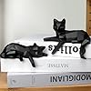 Bookshelf Decor Cat Statue, Modern Geometric Cat Figurines for Living Room Office Shelves Coffee Table Desk Decor – Set of 2 Minimalist Animal Statues (Black)