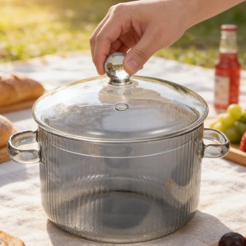 Casserole en verre avec couvercle compatible cuisson sur plaque - 7