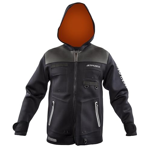 Jet Pilot - 2MM Tour Coat -2mm Flex Lite Neoprene - Insulated Neoprene Hood - Sailing Jacket, Fishing Jacket - Wetsuit Tops