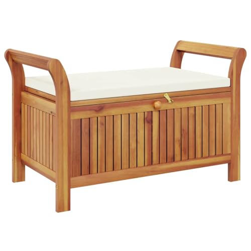 vidaXL Banc de Rangement de Jardin avec Coussin 91 cm Bois d'acacia 91 x 50 x 60 cm