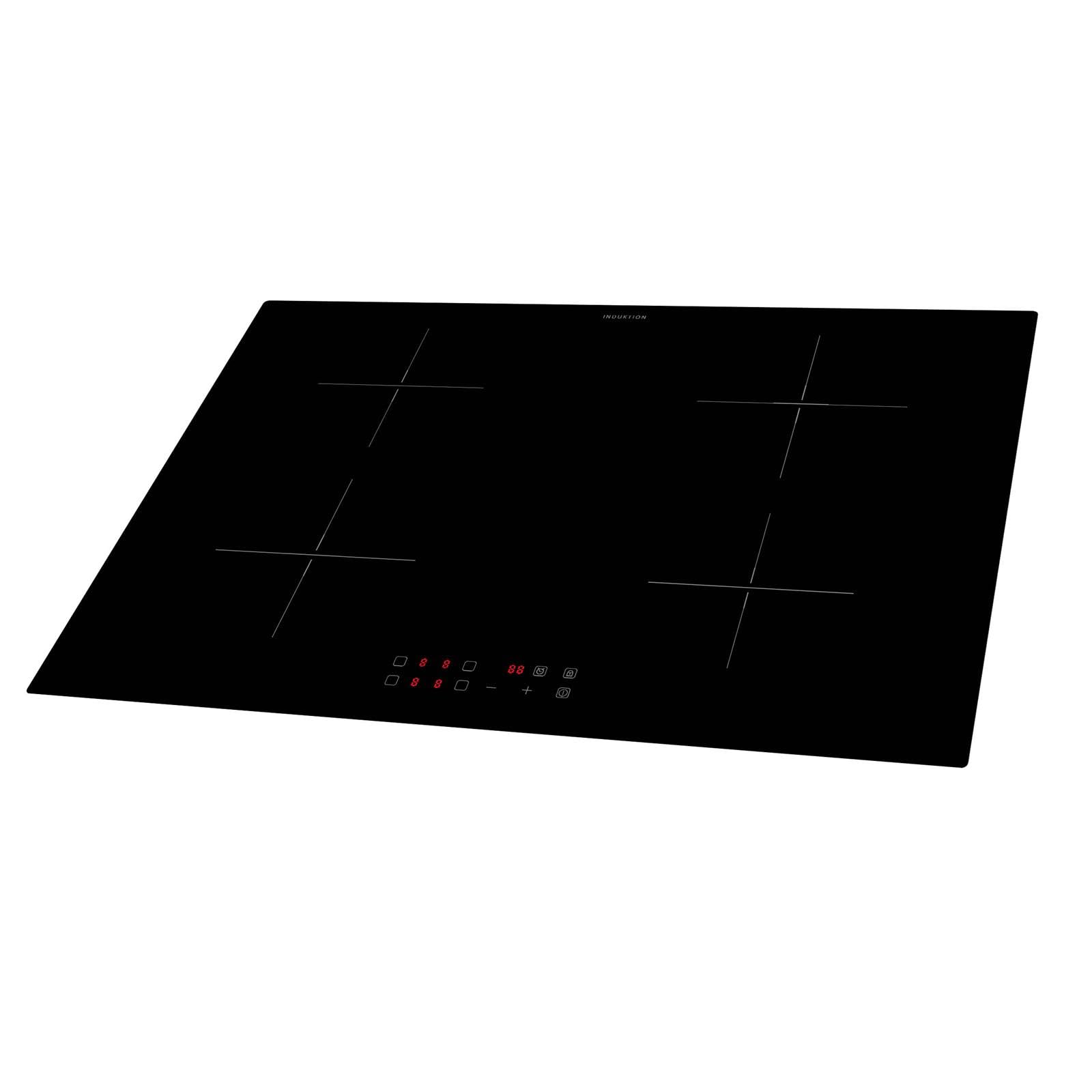 Oranier Kochfeld 80 cm Induktion KFI980 autark - Glaskeramik Induktionskochfeld mit 4 Kochzonen roter LED Anzeige & Touch Control Steuerung
