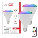 UltraPro Wi-Fi LED Smart Light Bulb, BR30, 65W Equivalent, RGB, Color Changing, White Select Tunable 2700K - 6500K, Dimmable, 2.4GHz Router Required, Circadian Rhythm, Easy-to-Use App, 2 Pack, 51452