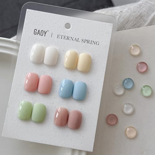 Image of GAOY Pastel Spring Gel Nail Polish Set, 6 Colors Blue Green Pink, Soak Off UV Cure Gel for DIY Manicure at Home