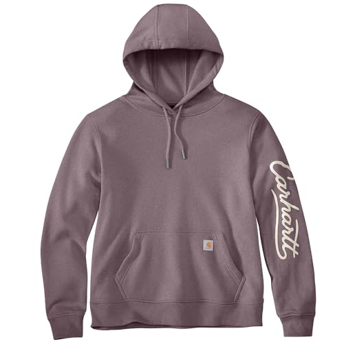 Carhartt Women's Sawyer Script Logo Sweatshirt, Ash Berry Heather, Large