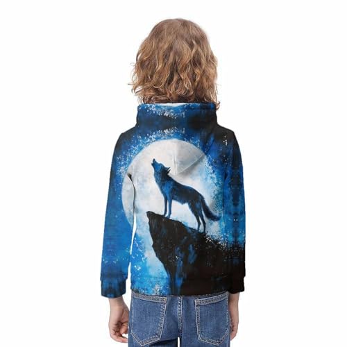 Sweat à capuche wolf original pull impression 3D enfant 11-13 ans - 4