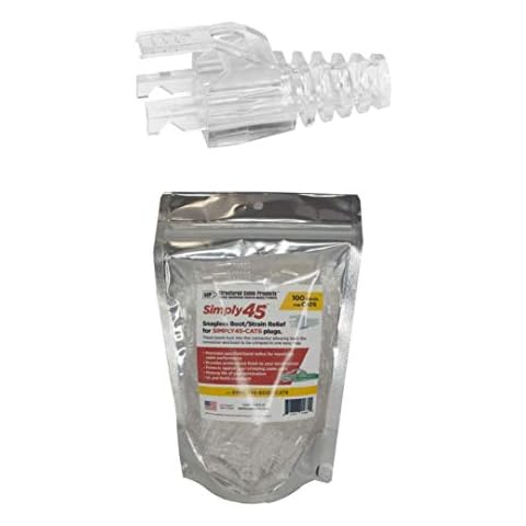 Simply45 Simpy45 Integrated Snagless Strain Reliefs Brand UTP, Internal Ground STP Pass-Through, Standard RJ45 Modular Plugs - 100-Pieces - S45-B002 Cover