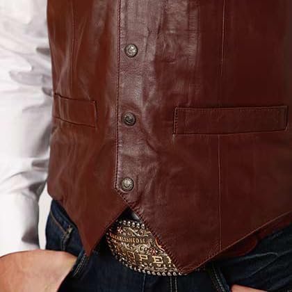 MENS BROWN LAMB NAPPA LEATHER VEST3