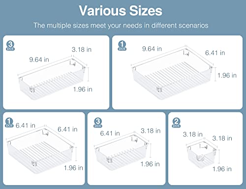Puroma 10Pcs Drawer Organizer Set 5-Size Versatile Vanity And Bathroom Drawer Organizers, Clear Plastic Desk Drawer Organizer Trays And Customize Layout Storage Bins For Makeup Kitchen Office (Clear) #TOP1