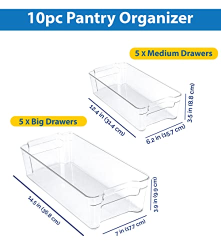 Utopia Home Caddy Pantry Organizer - Set Of 10 Refrigerator Organizer Bins - Kitchen Countertops And Cabinets - Bpa Free (Clear) #TOP2
