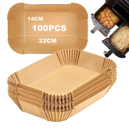Backpapier für Heißluftfritteuse, 100 Stück für Ninja Airfryer AF400EUCP, AF300EU, AF400EU, SL400EU und Anderen Dual Zon...