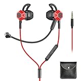 Gaming Earbud with Microphone Noise Isolating in-Ear E-Sport Wired Earbud Pure Sound and Powerful Bass, with Volume Control Switch, Earphones for Xbox Series/PS4/Iphone/Android/computer/Tablet