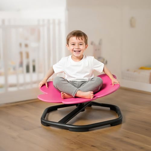 Image of VEVOR Kids Swivel Chair, 220 lbs Capacity, Flower Shape Sensory Spinning Chair, Autistic Kids Sensory Toy Seat with Non-Slip Metal Base, Toddler Sit & Spin Seat for Coordination Balance Focus, Rose