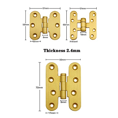 5 Pcs Brushed Brass Deco Brass Furniture Decorative Door Hinges Miniature Hinge Jewelry Box Hinges Hardware Fittings Hinges (Size : 50mm)