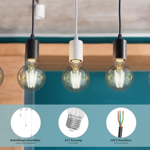 ledscom.de Pendant Light/Hanging lamp DORI, White matt, 1x E27 max. 60W, Dori / White, 1 piece (pack of 1) - Image 4