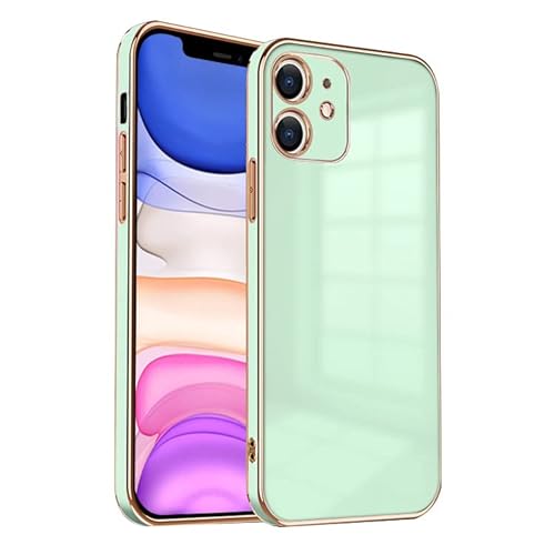 ZNX\ZENIX iPhone11 ケース TPU おしゃれ バンパー型 ケース ストラップホール かわいい くすみカラー ゴールド 大人 ZX-milky2 (iPhone11 (6.1), ミントグリーン)