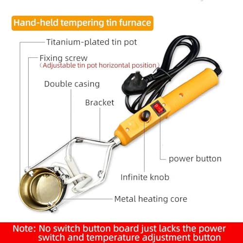 Mini olla eléctrica de 300 W, horno de fusión de metal portátil con mango para moldes de peso de pesca y colgante de metal, rango de temperatura 150-450 ℃