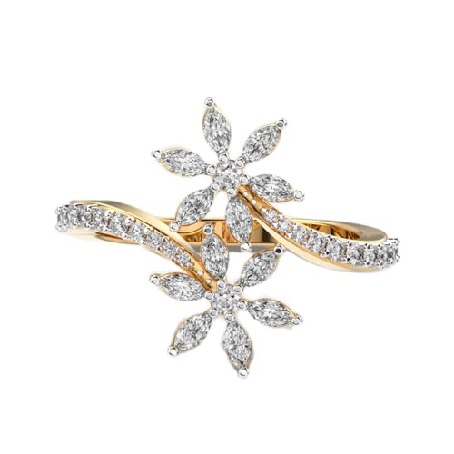Bague marguerite moissanite argent 925 plaqué or bague de luxe fait main