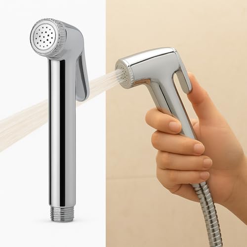 Image of Premium ABS Toilet Jet Spray Gun Health Faucet Head Only | Chrome Finish Handheld Jet Spray for Bathroom Hygiene & Easy Cleaning | Leak-Proof and Durable Design (Pack of 1)