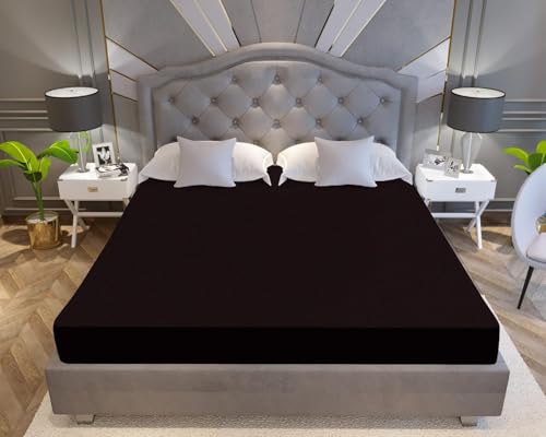 Image of La Verne 100% Waterproof Premium Cotton Feel Mattress Protector King Size 78 x 72 Inches | Breathable and Hypoallergenic Ultra Soft Fitted Bed Protector Cover (Dark Brown, King, Terry Fitted)