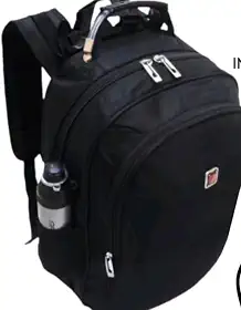 Mochila Escolar Preta com Múltiplos Compartimentos, Material Resistente, Alças Ajustáveis, Porta Garrafa