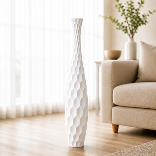 Image of Leewadee Large Floor Vase 34 inches Mango Wood for Pampas Grass, Dried Flowers