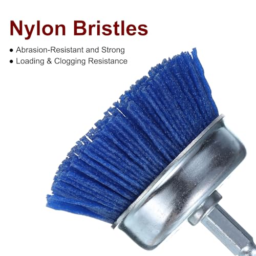 Image of HARFINGTON Nylon Filament Wire Wheel Cup Brush for Drill, Abrasive Brushes Set with 1 /4 inch Hex Shank, 2 inch, Used for Rust /Corrosion /Paint Removal and Scrub Surface