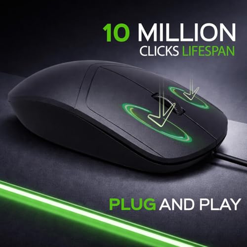Image of iVOOMi Bold Wired Mouse Plug & Play Installation, 120cm Cable Length, Adjustable DPI Upto 1000, Plug-&-Play, Button Life - 1,000,000, iOS, Win, Linux & Android, 1 Year Warranty - Newly Launch