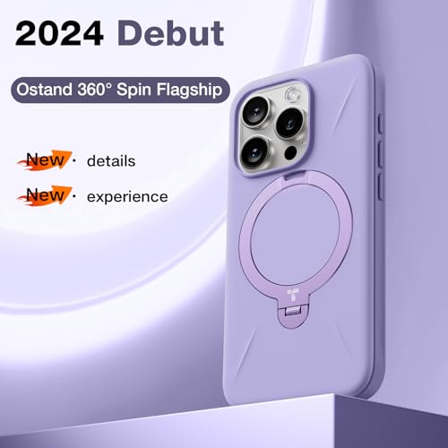 Image of TORRAS 360 Spin Mag Stand for iPhone 16 Pro Max Case, Fit for Magsafe, Mil-STD Protective Hard PC Scratch-Resistant Ostand Case for iPhone 16 Pro Max Phone Case Violet Purple, 6.9 inch