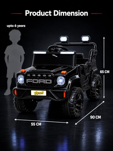 Image of Trenzo Kids Electric Ride On Car for 2-6 Years | 4x4 Style Battery Operated Toy Car with Steering Wheel, Music, LED Lights | Indoor & Outdoor Ride On Vehicle for Boys & Girls