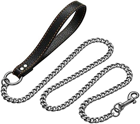 Dog Chain Leash,Chew Proof Chain for Small Medium Large Dogs 4FT Heavy Duty 11.5MM