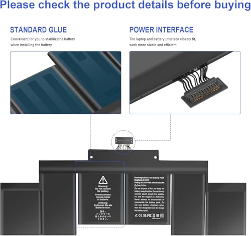 Image of A1618 A1494 Laptop Battery for A1618 A1494 P /N:020-00079 02000079 for Ma /Book Pro 15 inch Inch Retina A1398 (Mid 2015 Mid 2014 Late 2013 Early 2015), NOT fit for: A1398 (Mid 2012 Early 2013) (A1618)