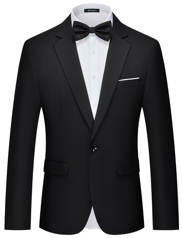 Men's Suit Jacket One Button Elegant Solid Slim Fit Single Breasted Party Blazer Jacket