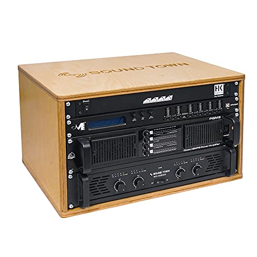 Image of Sound Town DIY 6U Studio Rack with Solid Baltic Birch Plywood, Golden Oak, Assembly Required (SDRK-Y6)