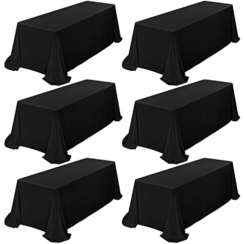 6 Pack Black Tablecloth 90 X 132 Inch, Rectangle Tablecloth For 8 Foot Table, Rectangular Polyester Table Cloth Stain And Wrinkle Resistant Washable Fabric Table Covers For Wedding Dining Parties #TOP11