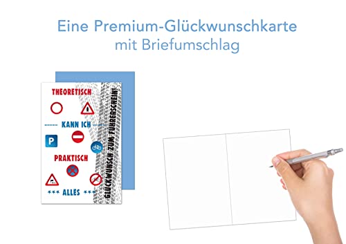 Edition Seidel Premium Glückwunschkarte zum Führerschein mit Umschlag. Führerscheinkarte Karte Grusskarte Mädchen Junge Fahrerlaubnis Verkehrsschilder (FS122 SW023)