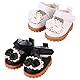 Lyreh 2 Paar Mini-Puppenschuhe für 17 cm Große Puppen, Kawaii Mode Puppenschuhe aus Leder und Plüsch Süßes Spielzeug Outfit Zubehör (Schwarz, Weiß)