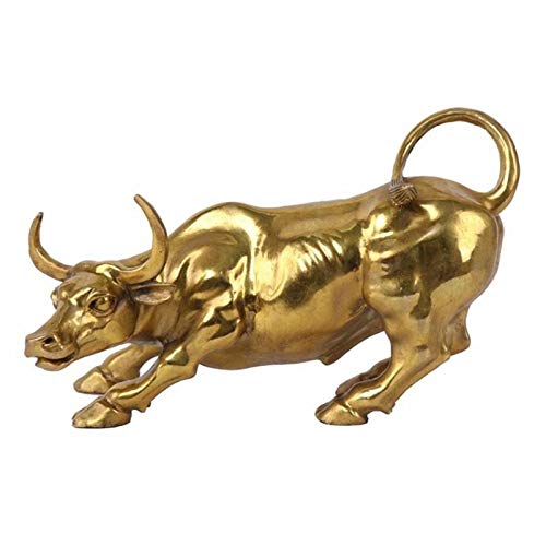 Estatua toro decoración de bronce dorado pequeña