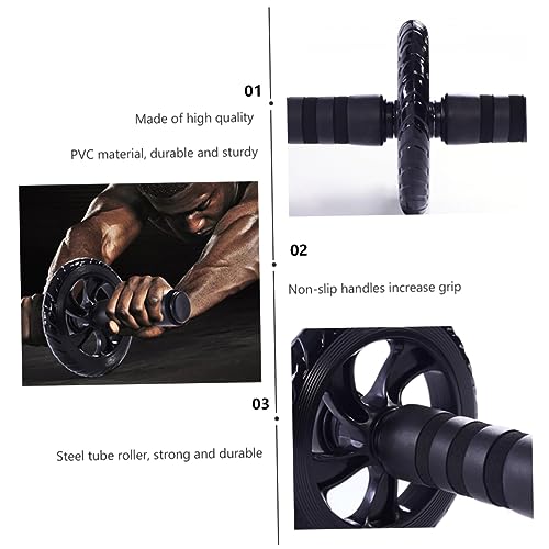 PartyKindom Ab Roller Wheel Durable Exercise Roller for Home Gym Strengthen Abdominal Muscles and Upper Body Non Slip Wheel Equipment for Men Women Black - Image 5