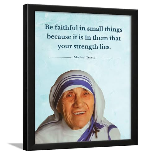 Image of Chaka Chaundh Composite Wood Motivational Mother Teresa Quotes Photo Framed Posters (Blue, Aqua,14 X 11 inches)