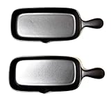 萬古焼 角グリルプレート ハーフ 2個セット 耐熱手付グリルパン 魚焼き器 ノンフライ料理 日本製 耐熱陶器