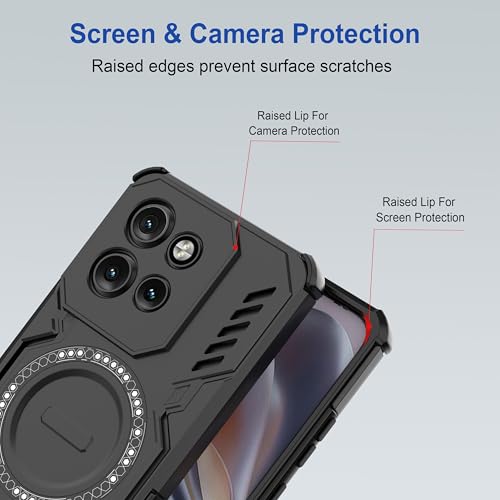 Image of Zapcase Back Case Cover for Motorola Edge 50 Neo 5G | Magnetic Case with Built-in Metal Ring | Supports MagSafe Charger, Wallet & Car Mount | Shockproof Hybrid PC + TPU | Black