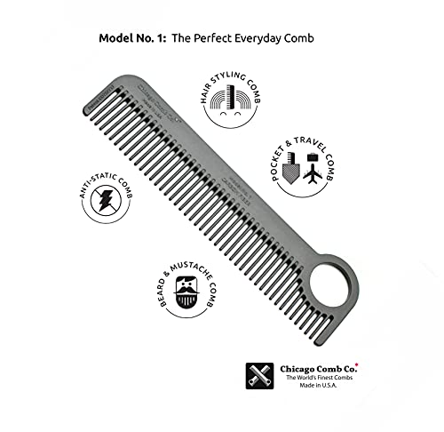 Peine Chicago Comb Model 1 Fibr Carbono con Funda Cuero miniatura 7