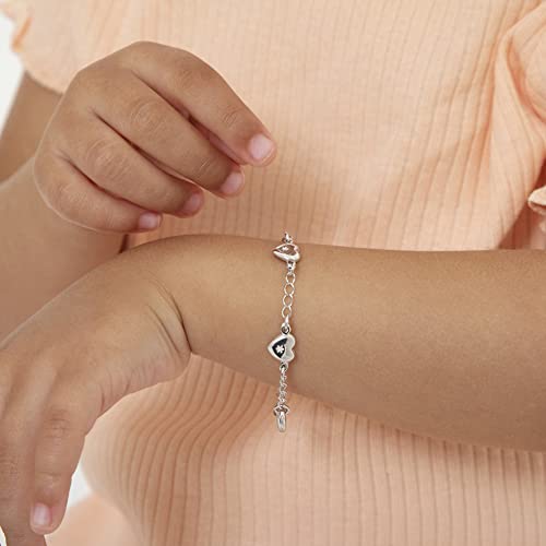 925 Sterling Silver 5" Lovely Heart Bracelet for Infants & Toddlers - Cute & Fashionable Charm Bracelets for Children - Beautifully Design Hearts Link Chain Bracelet for Little Girls3
