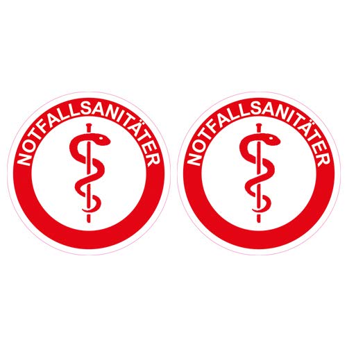 K24-Helmaufkleber 2 Stck Notfallsanitäter, Erwachsene (Professionelle), Unisex, Helmaufkleber, 40mm, Rot