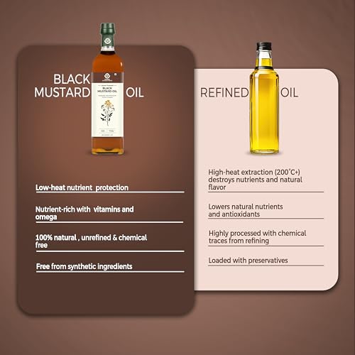Image of Gyros Organic Farms Cold Pressed Black Mustard Oil 500ml | Plastic Bottle | No Chemical | Kacchi Ghani | Chekku | Sarso Tel | Good for Heart | Cholesterol Free | 100+ Lab-Tested Quality