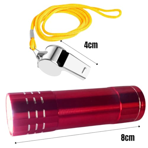 Kit Lanterna LED, Apito de Metal e Corda Amarela, Segurança e Vigia