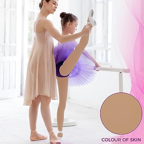 Buauty 2 Pairs Girl's Ballet Dance Tights，Convertible Transition Toddler Pantyhose Kids Soft School Footed Legging Stockings2